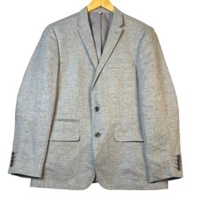 Baird McNutt Murano Men Linen Slim Fit Blazer Jacket Sz L Gray Summer Wedding